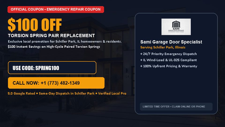 Sami Garage Door Specialist $100 OFF Dual Torsion Spring Replacement
