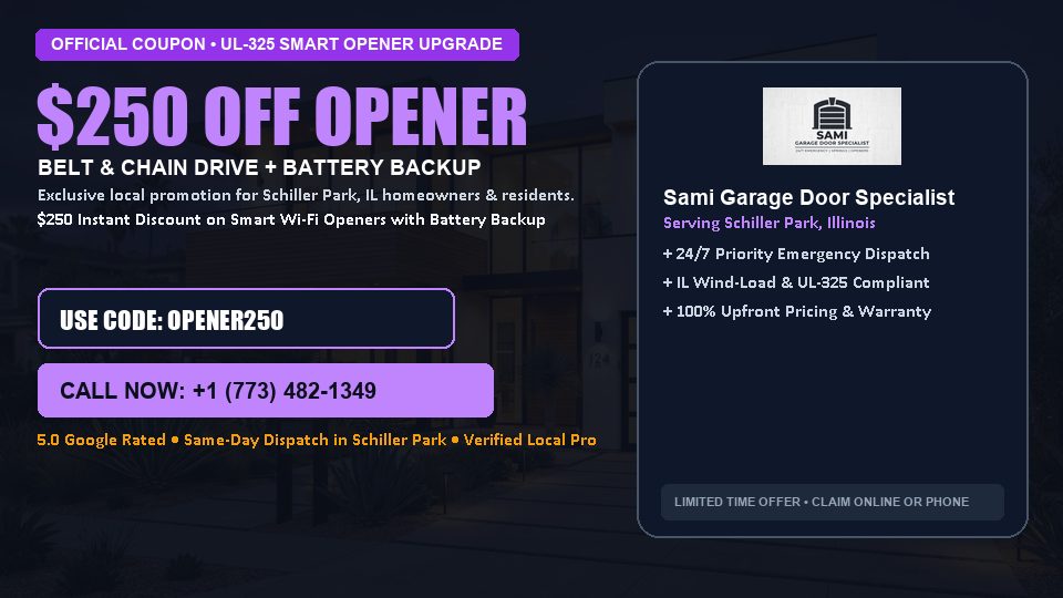 Sami Garage Door Specialist $250 OFF Premium LiftMaster Opener Installation in Schiller Park, IL